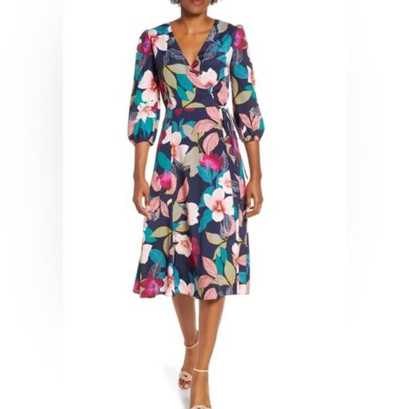 Eliza J Floral Faux wrap dress Size 4 - Picture 3 of 12